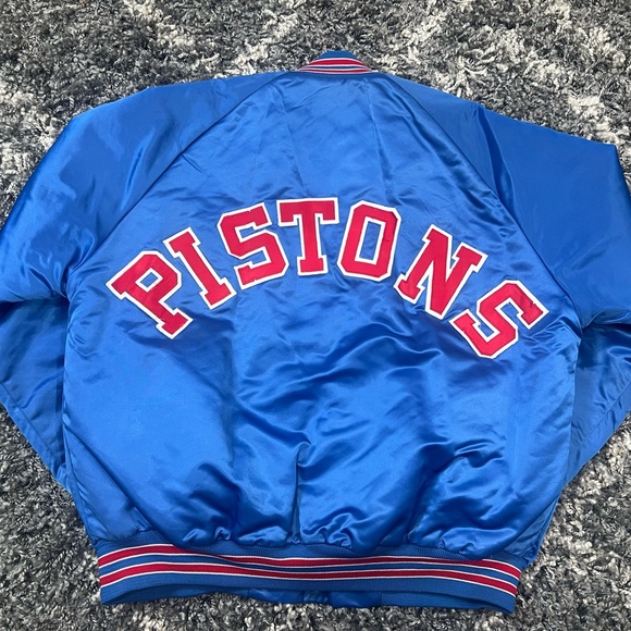 VINTAGE 1990s DETROIT PISTONS LOCKER LINE SATIN JACKET SZ. LARGE MADE IN USA - Picture 6 of 8